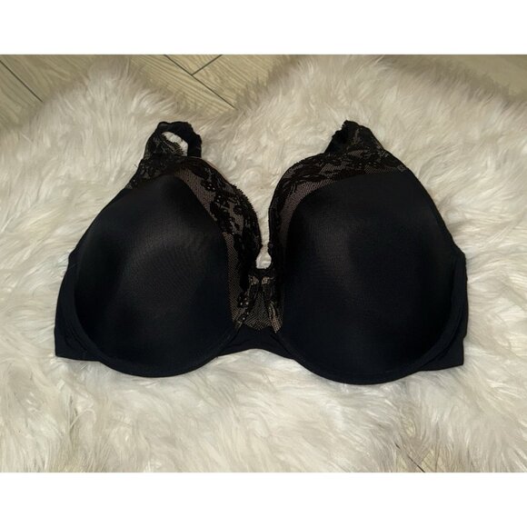 Olga GF7961A Cloud 9 Full Figure Underwire Bra Lined Lace Womens 36DD Black - Picture 1 of 6